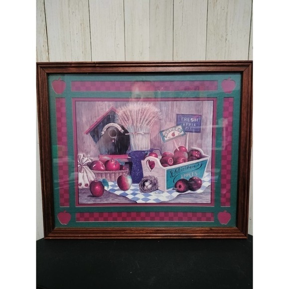 Home Interiors Apple Harvest Wall Framed Picture Vintage - Picture 1 of 4